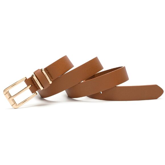 Women's Skinny Waist Belts For Jeans Dress, Pu Leather Pin Buckle Thin 4886 - Picture 4 of 6